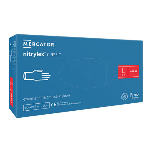 Einmalhandschuhe Mercator nitrylex classic, Nitril, blau, 200 Stück, Gr. L Einmalhandschuhe Mercator nitrylex classic, Nitril, blau, 200 Stück, Gr. L