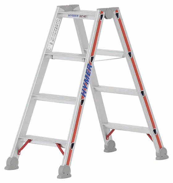 Hymer Stufenstehleiter, beidseitig begehbar, 2 x 4 Hymer Stufenstehleiter, beidseitig begehbar, 2 x 4