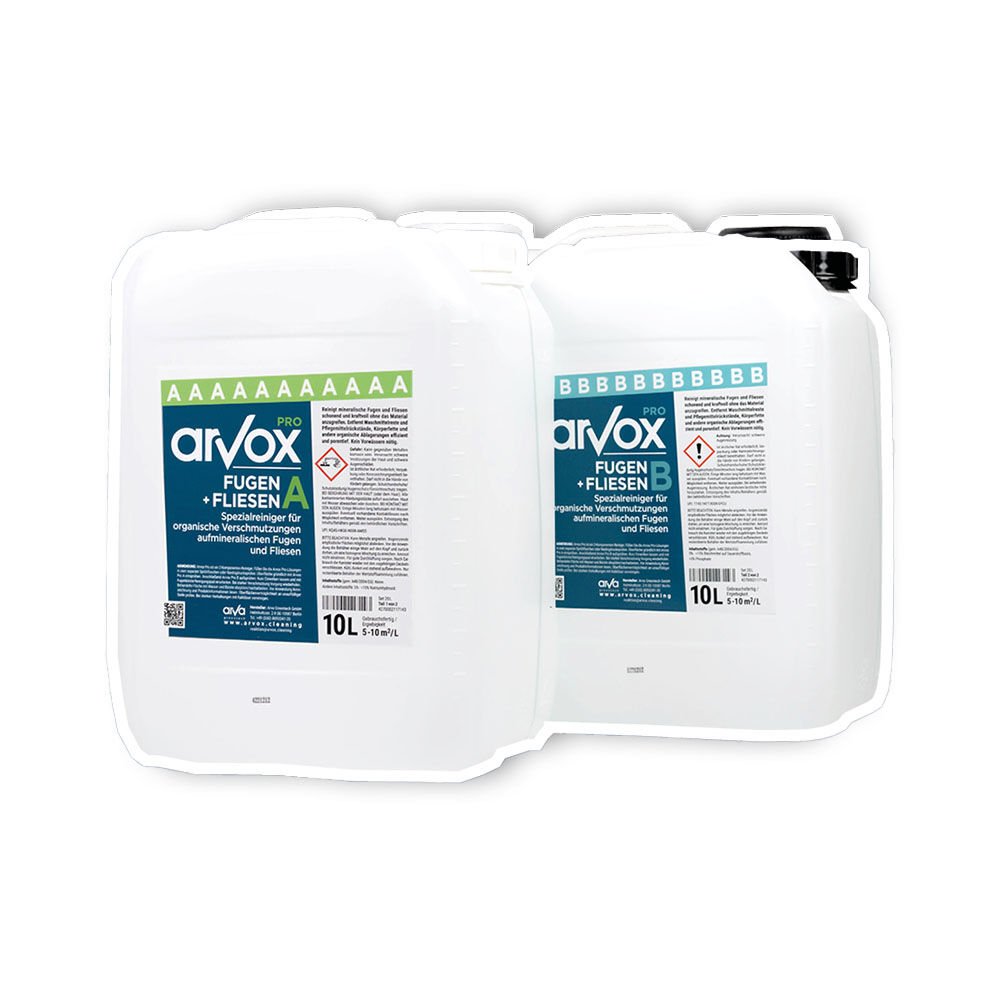 Arvox Pro Fugen + Fliesen Reiniger, 2 x 10 L Kanister Set Arvox Pro Fugen + Fliesen Reiniger, 2 x 10 L Kanister Set