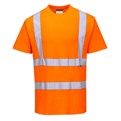 Baumwoll-Comfort-Warnschutz-Kurzarmshirt Orange, Gr L