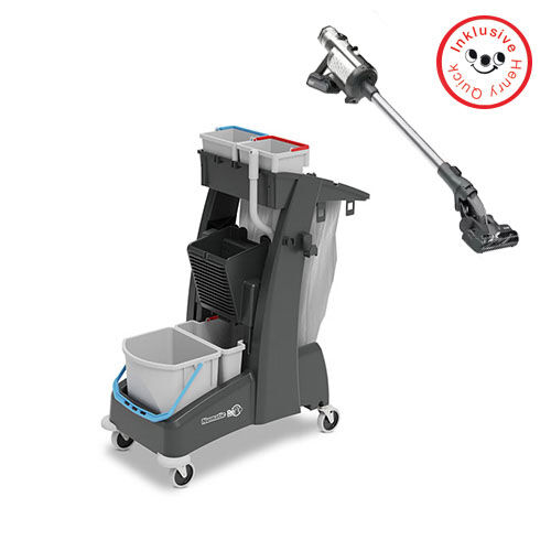 Aktion Nachhaltigkeit - Numatic Reinigungswagen Multimatic MM4, 8 Stück + Henry Quick Akku Staubsauger Gratis