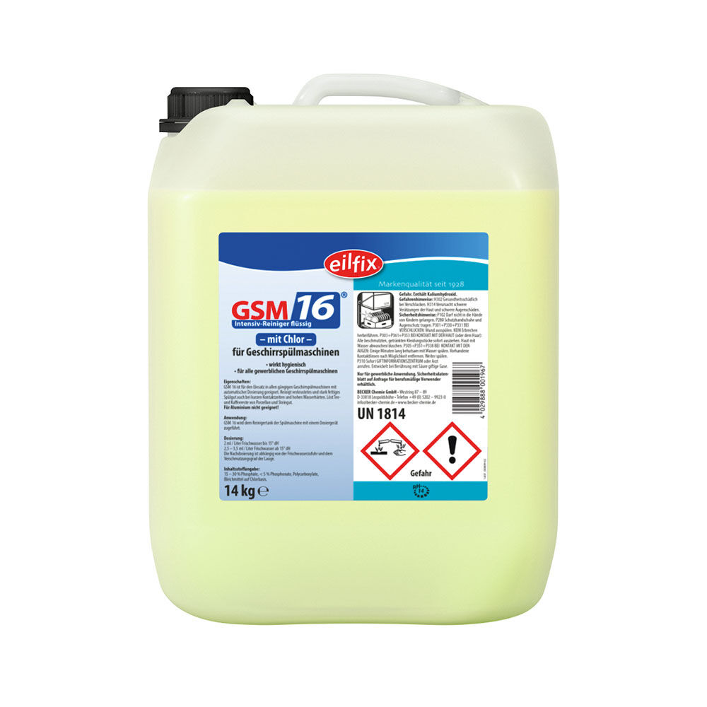 eilfix Geschirrspülmittel GSM 16 mit Chlor, 14 kg Kanister eilfix Geschirrspülmittel GSM 16 mit Chlor, 14 kg Kanister