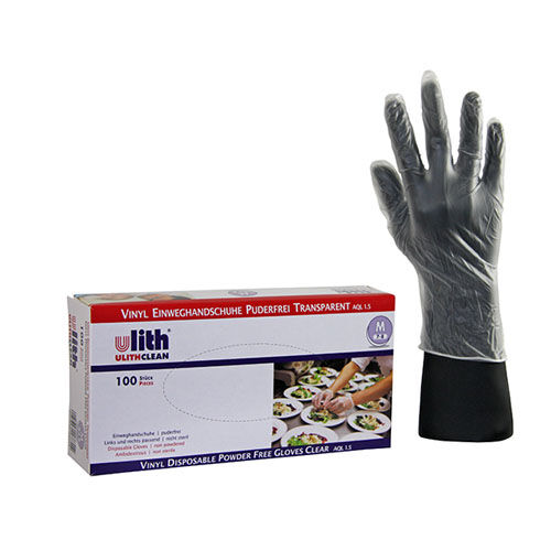 Einmalhandschuhe, Vinyl, transparent, puderfrei, Gr. L