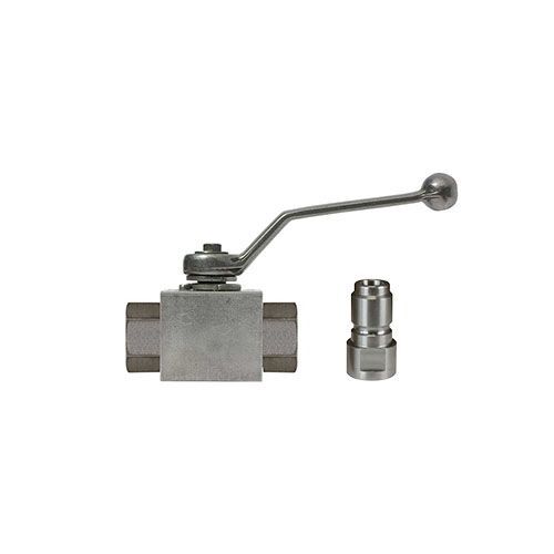 Kugelhahn ST-3105-500 Bar Edelstahl V4A mit Kupplung + Nippel ST-3100