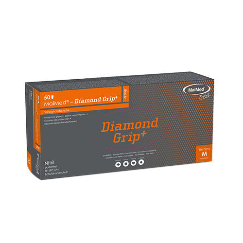 MaiMed Diamond Grip+ orange Nitrilhandschuhe, 50 Stk/Pack, Gr. M