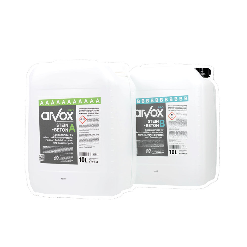 Arvox Pro Stein + Beton Reiniger, 2 x 10 Liter Kanister Set