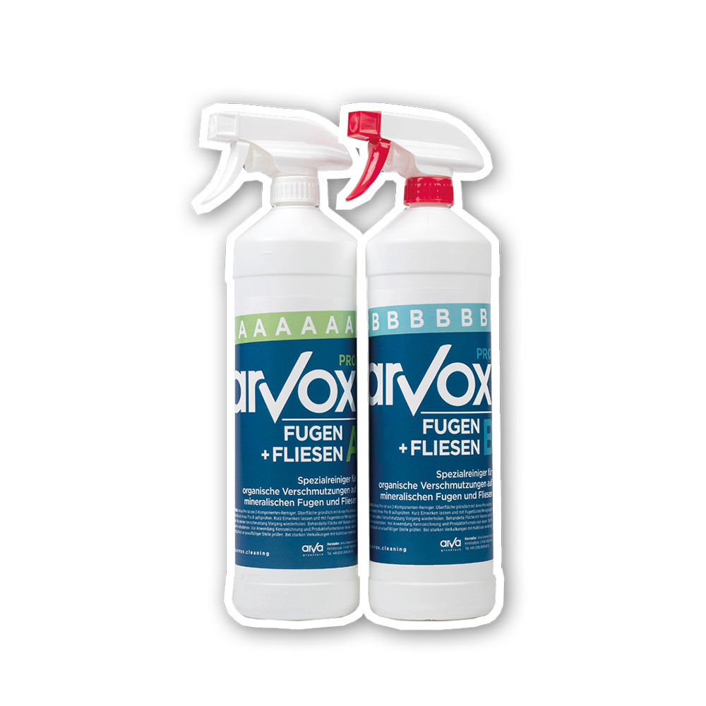 Arvox Pro Fugen + Fliesen Reiniger, 2 x 1 L Flasche Set