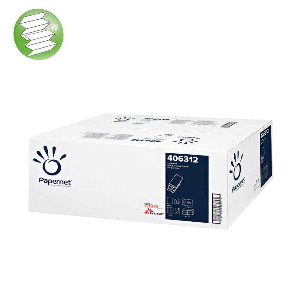 Papernet Papierhandtücher W-Falz, 3- lagig, hochweiß, Zellstoff 22 x 32 cm Papernet Papierhandtücher W-Falz, 3- lagig, hochweiß, Zellstoff 22 x 32 cm