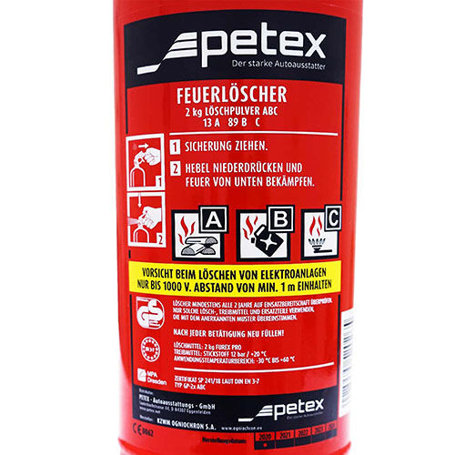 Feuerlöscher Petex nach DIN EN3, 2 kg