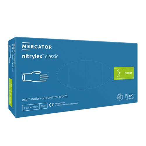 Einmalhandschuhe Mercator nitrylex classic, Nitril, blau, 200 Stück, Gr. S Einmalhandschuhe Mercator nitrylex classic, Nitril, blau, 200 Stück, Gr. S