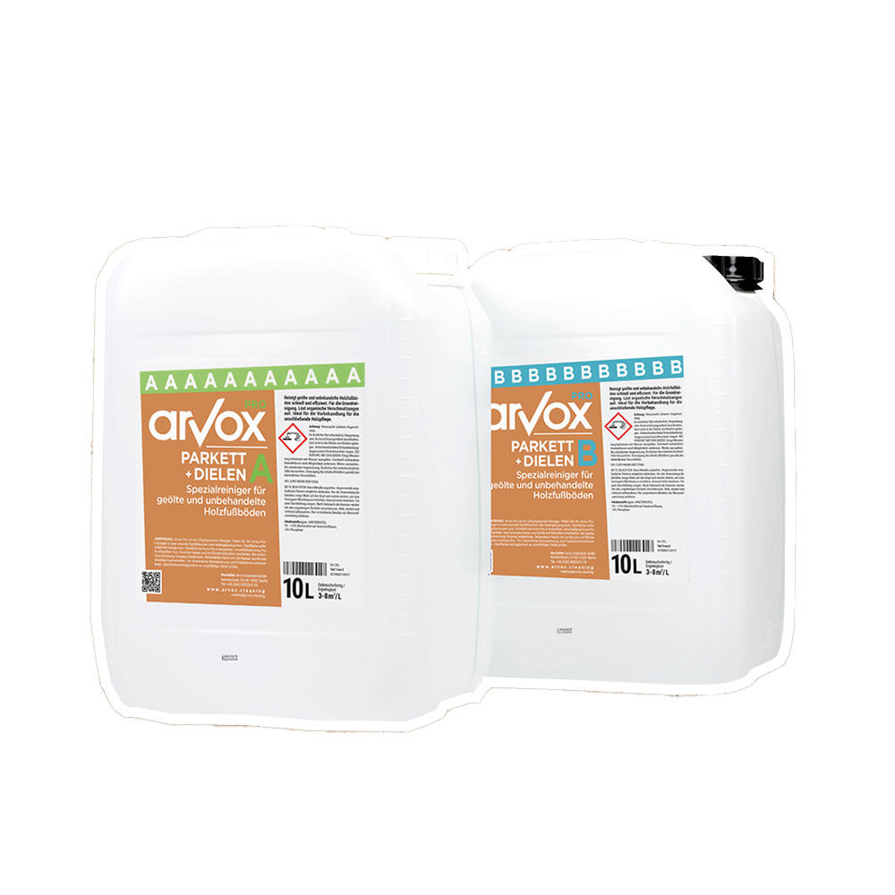 Arvox Pro Parkett + Dielen Reiniger, 2 x 10 L Kanister Set