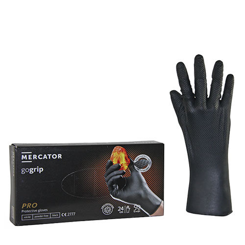 Einmalhandschuhe Mercator gogrip, Nitril, schwarz Einmalhandschuhe Mercator gogrip, Nitril, schwarz