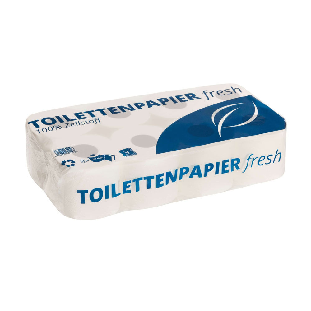Toilettenpapier, 3-lagig, hochweiß, 9 x 8 Rollen Toilettenpapier, 3-lagig, hochweiß, 9 x 8 Rollen