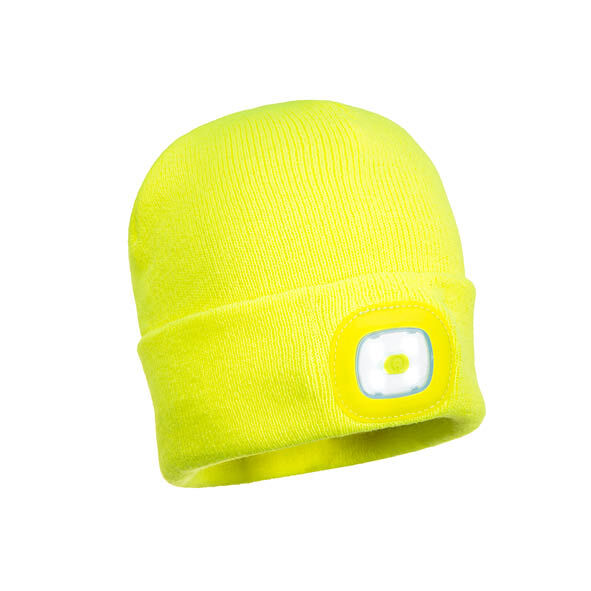 Portwest B029 Beanie USB wiederaufladbare LED, gelb