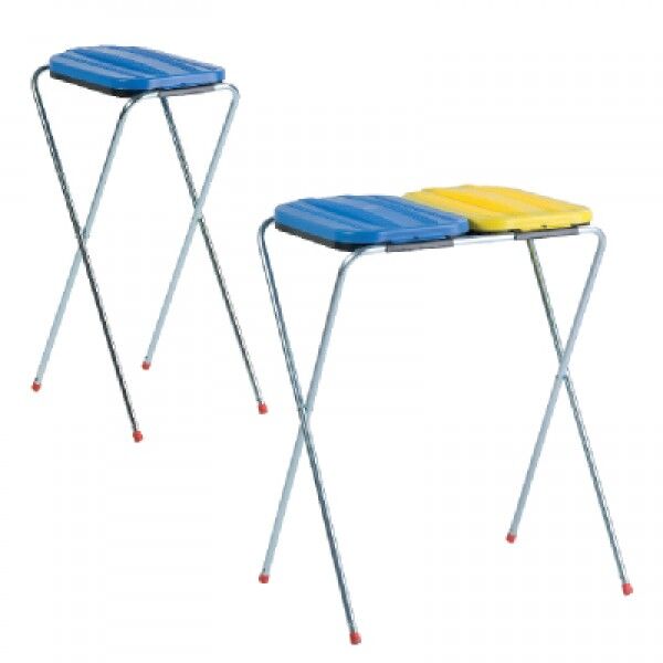 Abfallsackbehälter mit Deckel, blau/gelb Abfallsackbehälter mit Deckel, blau/gelb