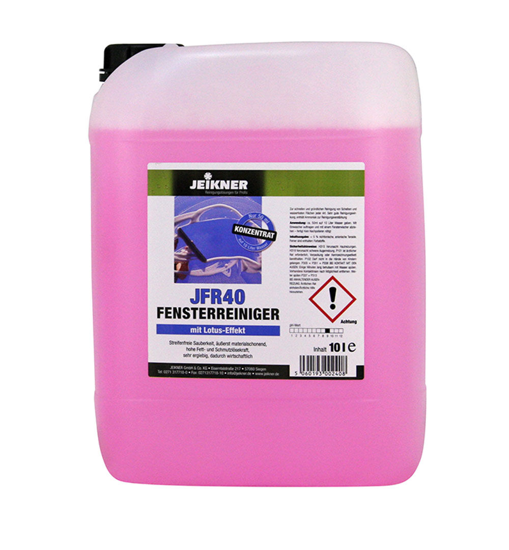 Jeikner JFR40 Fensterreiniger mit Lotuseffekt, 10 L Kanister Jeikner JFR40 Fensterreiniger mit Lotuseffekt, 10 L Kanister