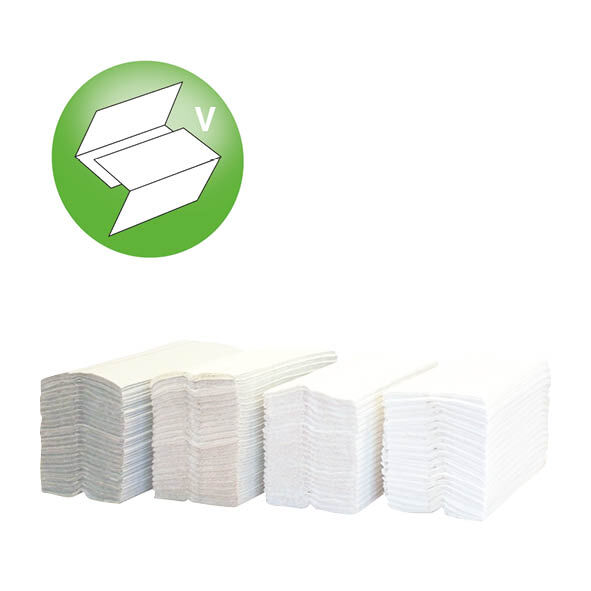Handtuchpapier, V-Falz, 2-lagig, weiß Handtuchpapier, V-Falz, 2-lagig, weiß